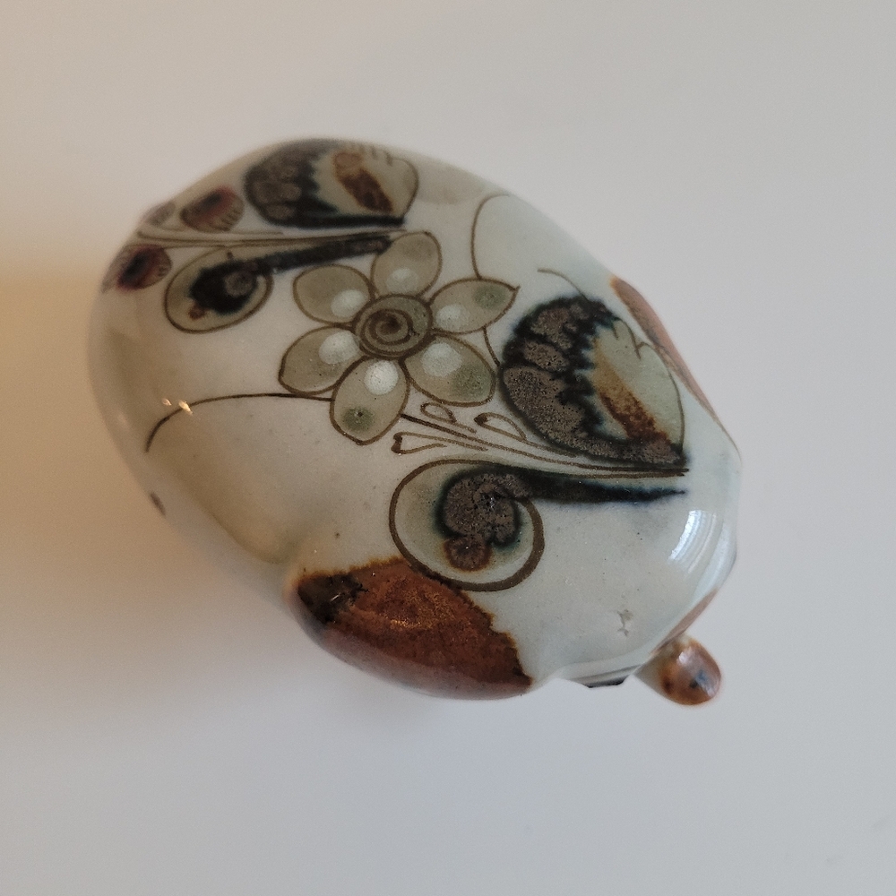 Ken Edwards Mexico Tonala Hand Painted Ceramic Elephant Figurine